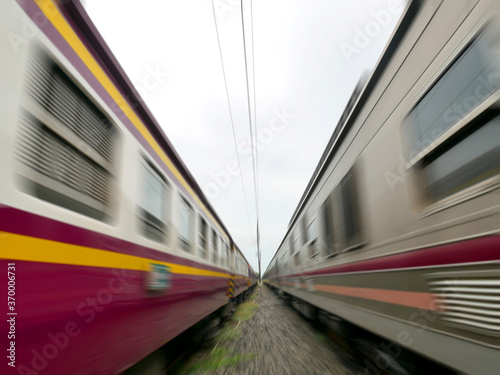 train on railway station, motion blurreed effect  photo