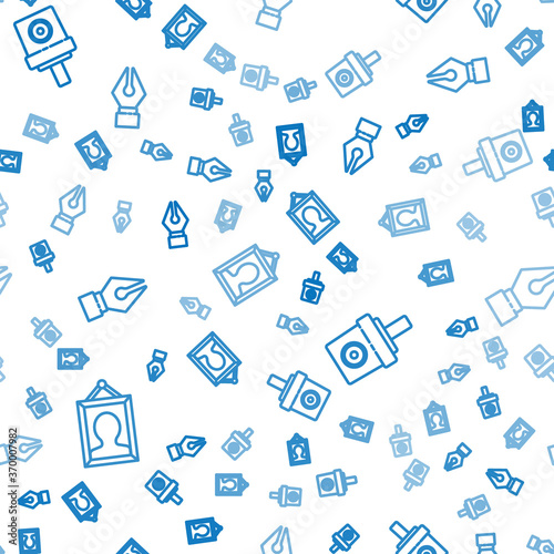 Set line Picture, Spray can nozzle cap and Fountain pen nib on seamless pattern. Vector.