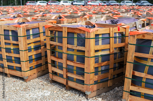 large warehouse of fertilizer boxes