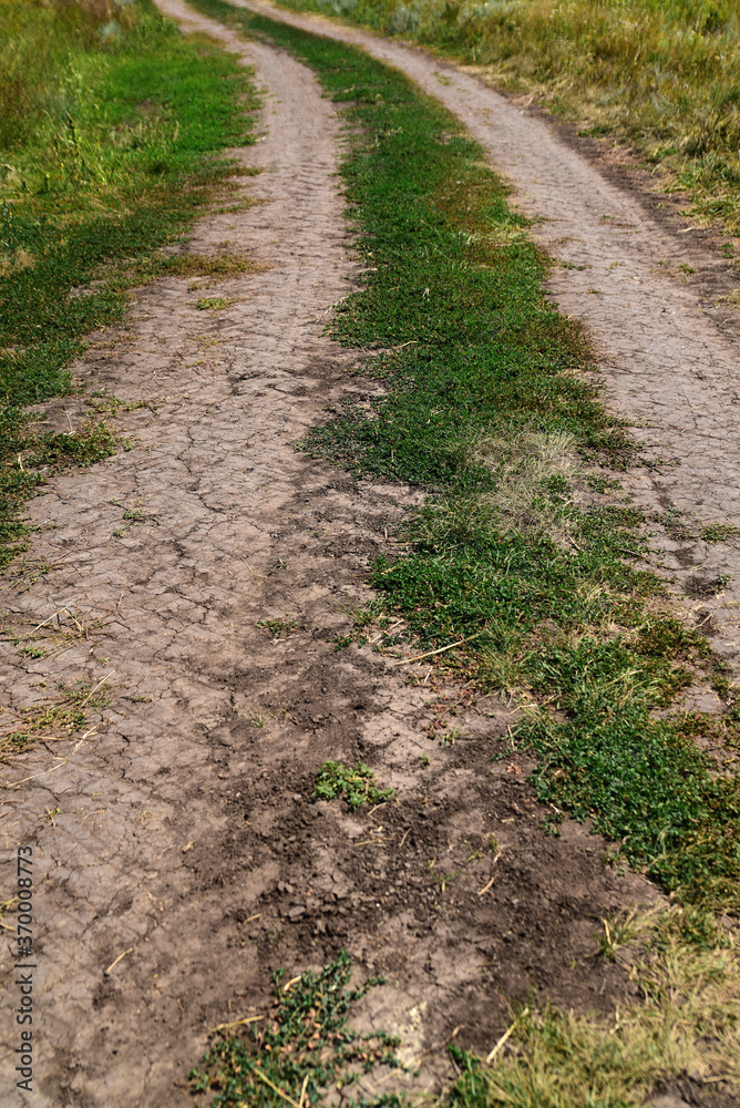 a dirt road along the fields a dirt road along the fields