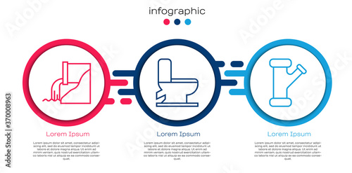 Set line Wastewater, Toilet bowl and Industry metallic pipe. Business infographic template. Vector.