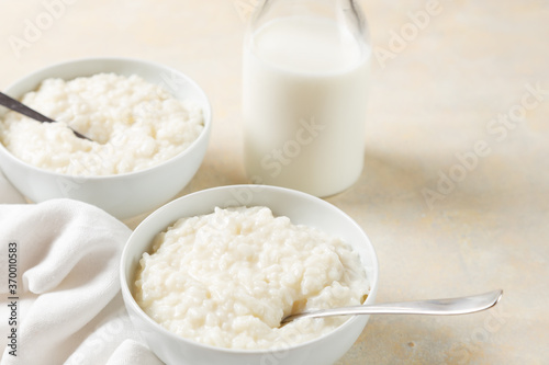 rice pudding with milk for breakfast photo