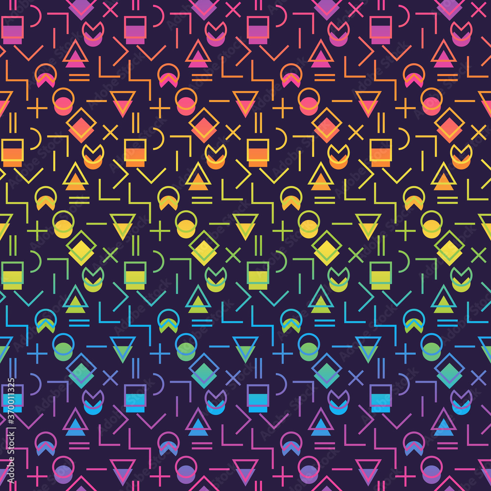 Obraz premium Bright Rainbow Retro Seamless Pattern - Colorful ombre gradient repeating pattern design on solid dark purple background