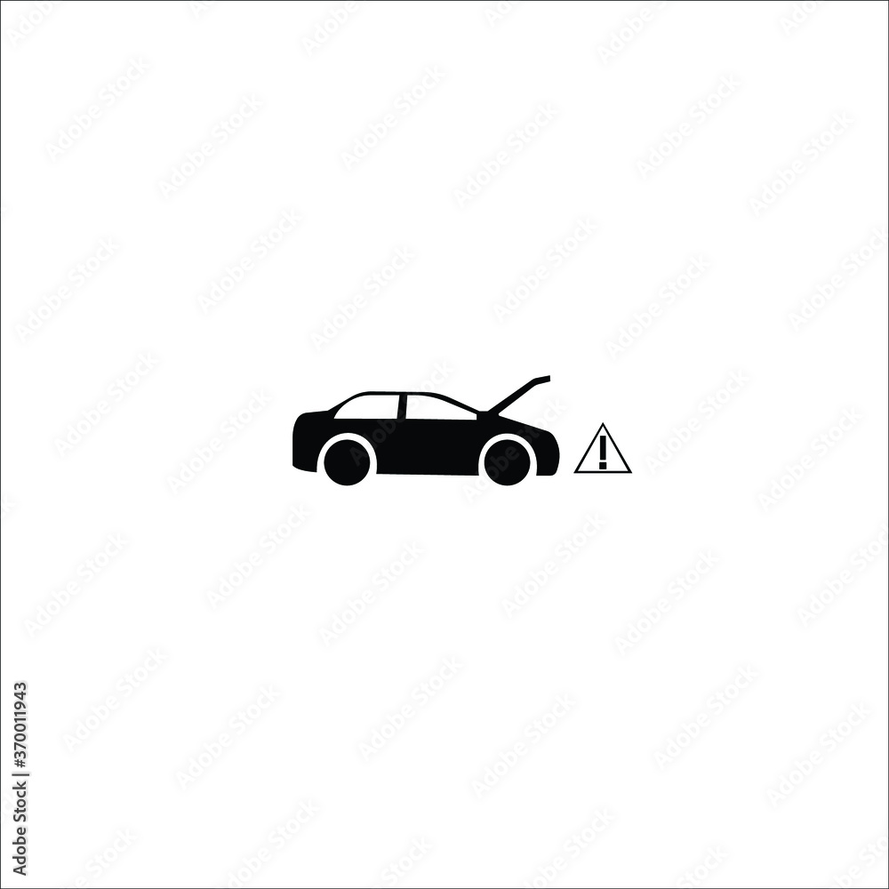 car caution, isolated icon on white background, auto service, car repair