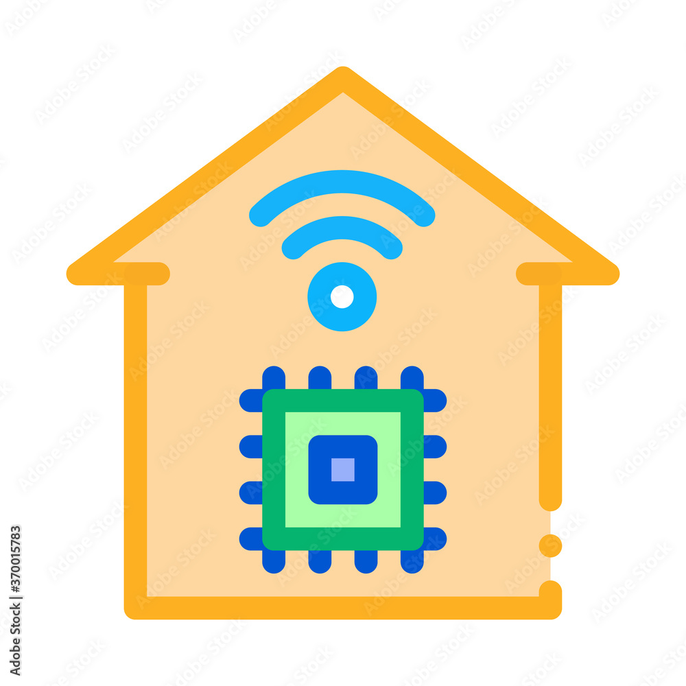 smart house chip wifi icon vector. smart house chip wifi sign. color symbol illustration smart house chip wifi icon vector. smart house chip wifi sign. color symbol illustration