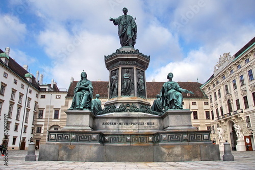 Photography View of Statue of Emperor Francis II in the Courtyard of Hofburg, Vienna Old Tow