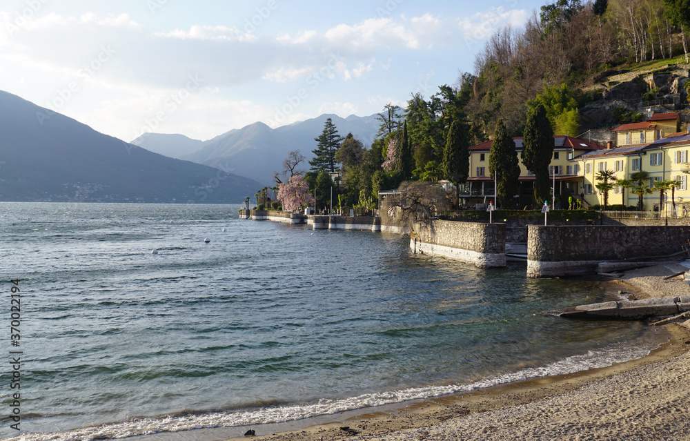 view of the lake maggiore, ticino in the spring
