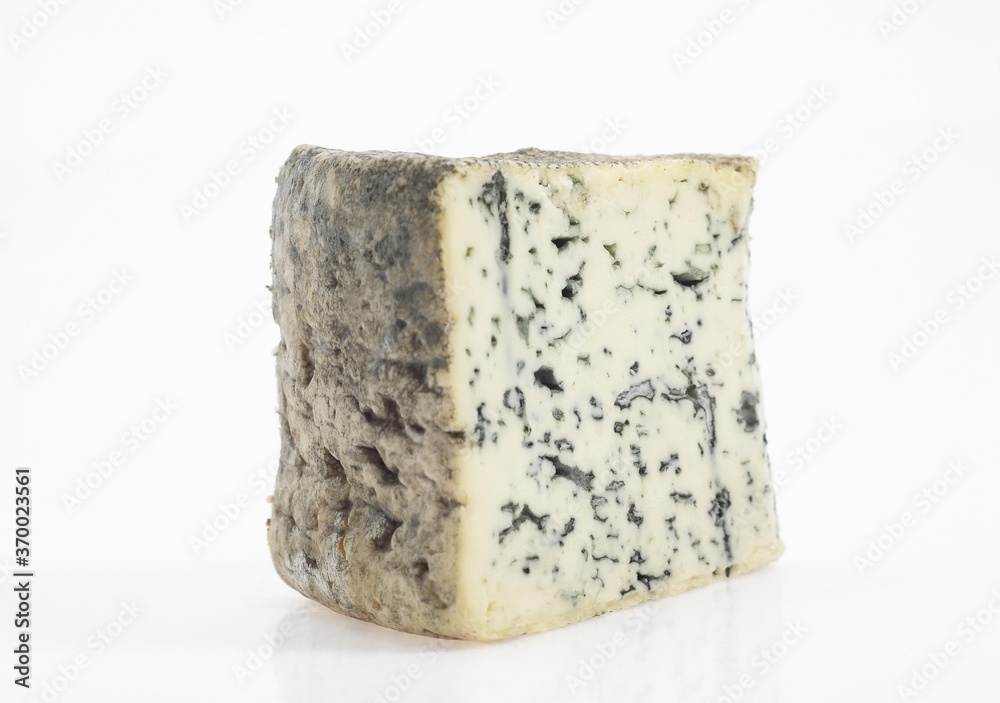 Bleu des Causses, French Cheese in Aveyron, made with Cow's Milk, against White Background