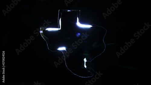 Light Painting outline of the State of Texas logo / emblem in 4k photo