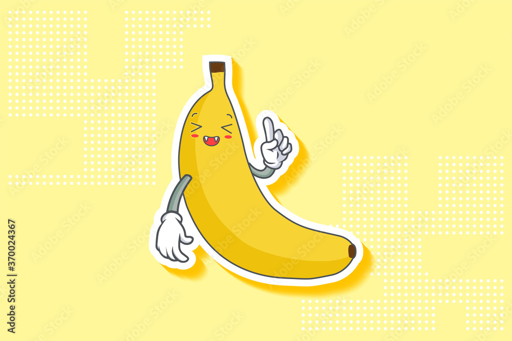 LAUGHING, HAPPY, FUN, CHEERFUL Face Emotion. Forefinger Hand Gesture. Banana Fruit Cartoon Drawing Mascot Illustration. LAUGHING, HAPPY, FUN, CHEERFUL Face Emotion. Forefinger Hand Gesture. Banana Fruit Cartoon Drawing Mascot Illustration.
