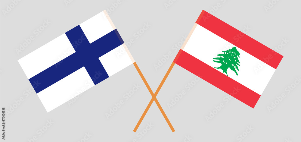 Crossed flags of Lebanon and Finland