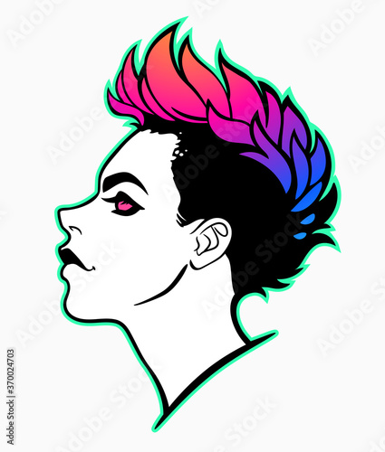 woman portrait with fashionable mohawk