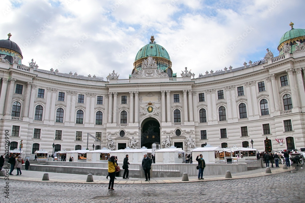 St. Michael's wing of Hofburg Palace in Vienna Austria early in the morning