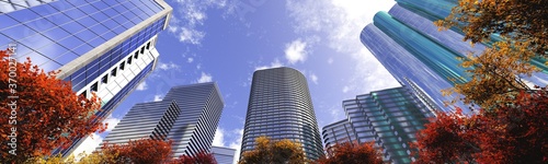 Photography Skyscrapers on the background of the sky bottom view, modern high-rise buildings