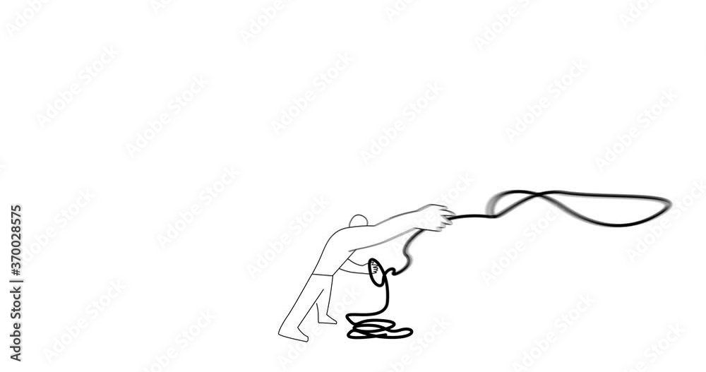 transition pulling, man spinning lasso. Looping animation Micro animation, clip art, cartoon, alpha channel.