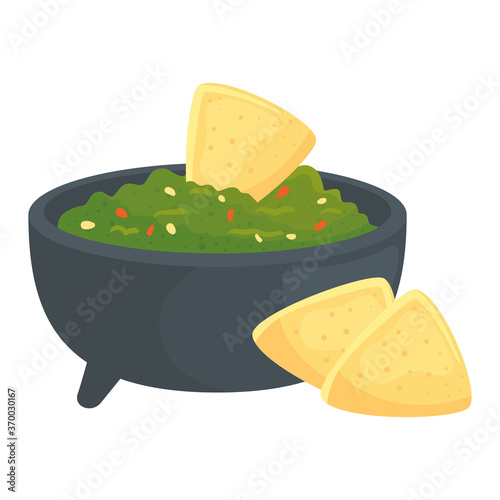 guacamole with nachos on white background vector illustration design