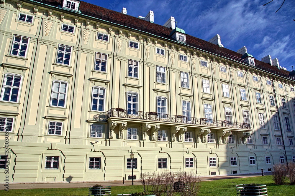 The Leopoldinischer Trakt (Leopoldine Wing) of the Hofburg Imperial Palace in Vienna, Austria. Today, it houses the offices of the Federal President of Austria