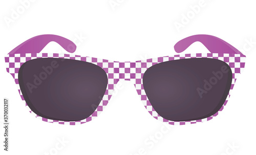 Checkered purple sunglasses. vector illustration