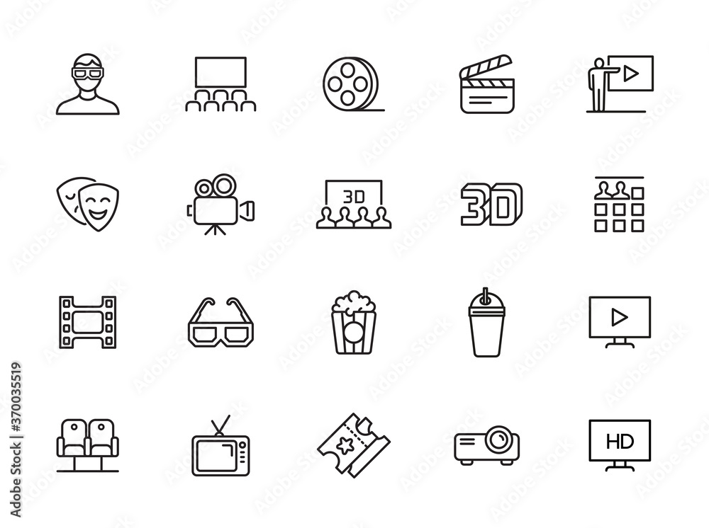 minimal cinema line icon set