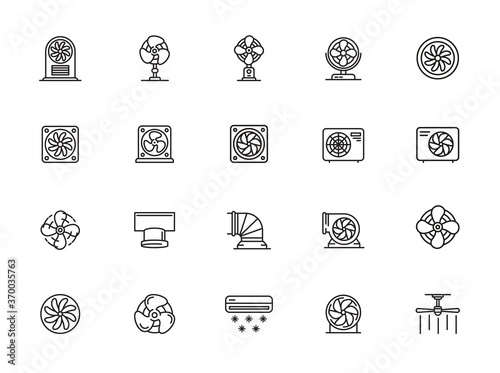 minimal airflow line icon set