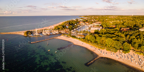 Fototapeta Naklejka Na Ścianę i Meble -  Top View Timmendorf Beach view during Summer time with Sunset colors