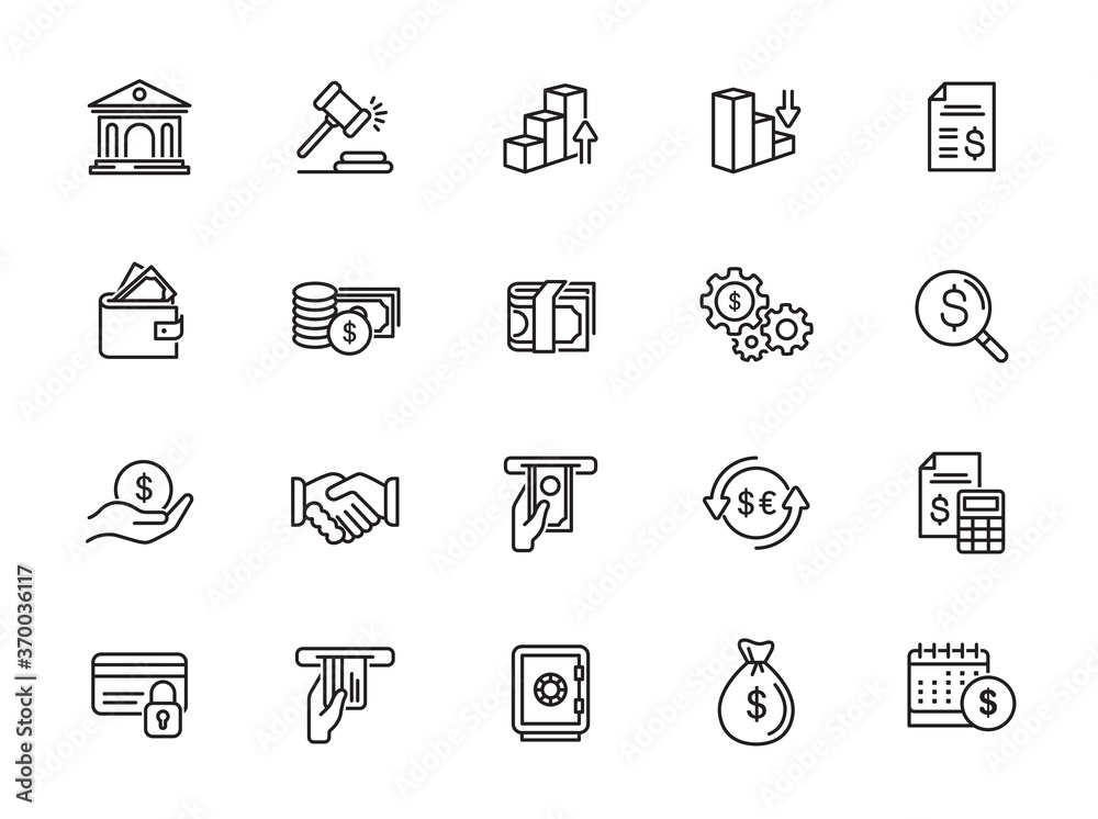 minimal finance line icon set minimal finance line icon set