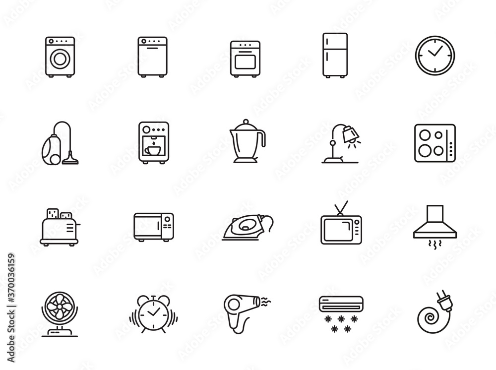 minimal household line icon set