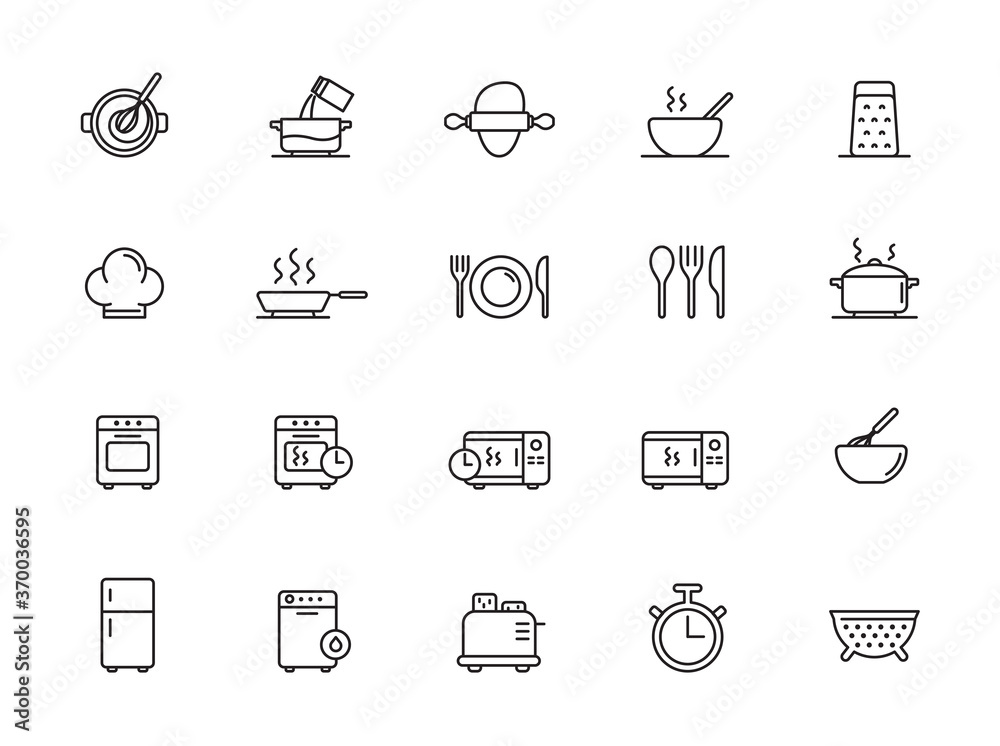 minimal kitchen line icon set minimal kitchen line icon set