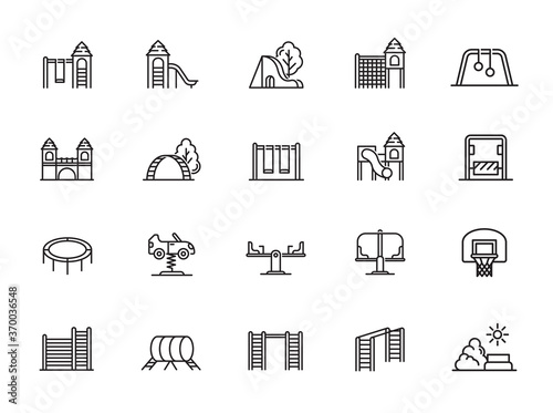 minimal playground line icon set