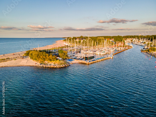 Fototapeta Naklejka Na Ścianę i Meble -  Top View Timmendorf Beach view during Summer time with Sunset colors