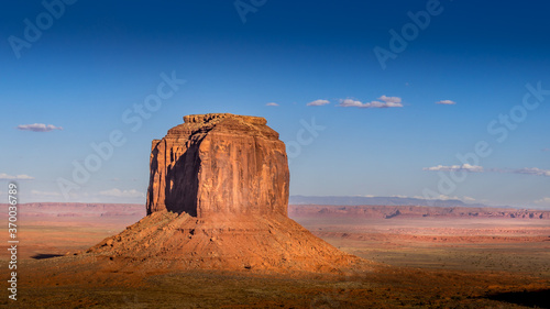 The towering red sandstone formations of Merrick Butte in  Monument Valley Navajo Tribal Park desert landscape on the border of Arizona and Utah  United States