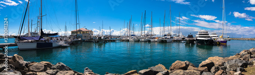 Panoramic view of Marigot bay, Saint Martin, Caribbean