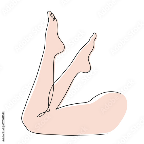 Hand drawn outline vector illustration of woman legs. Continuous line art, minimalist concept