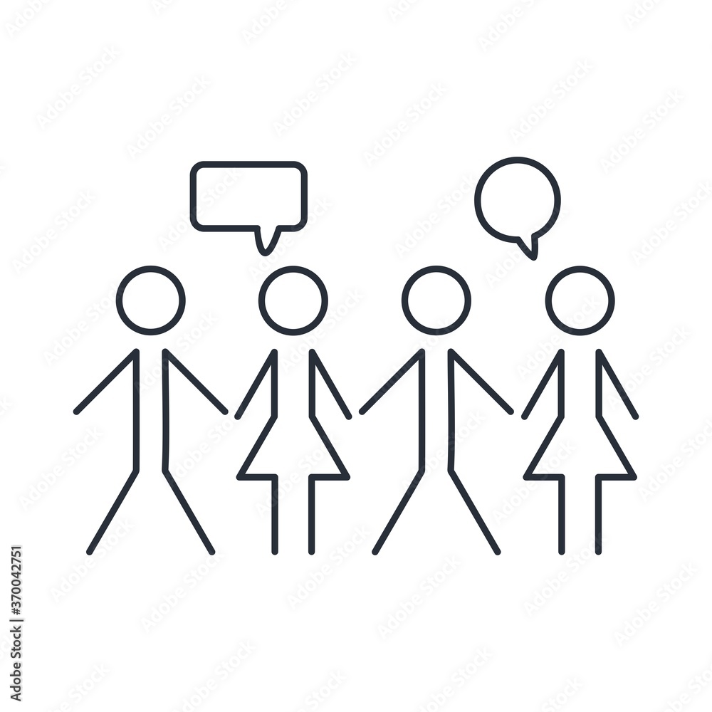 Conversation of a man and a woman with bubbles for text. People. ... Vector icon isolated on white background. Conversation of a man and a woman with bubbles for text. People. ... Vector icon isolated on white background.