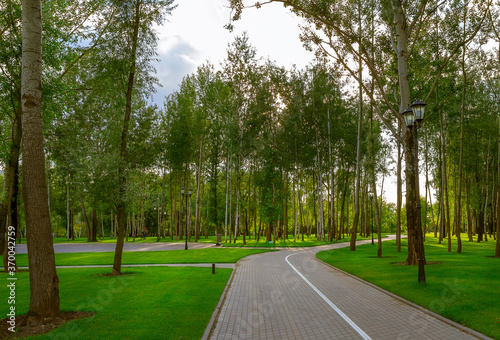 Cycle path in the city park © iravi