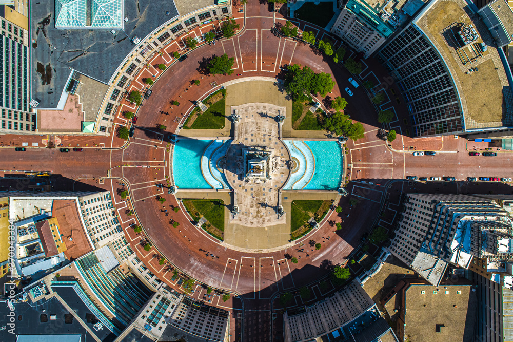 Aerial Photos of Indianapolis Indiana and it's wonderful Circle Center and Monument Circle. Summer of 2020 