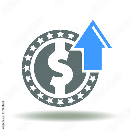 Dollar coin arrow up icon vector. Financial Cost Increase Logo. Money Growth Sign.