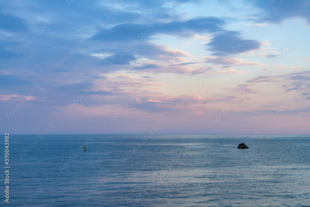 Pink sunset on the black sea, Crimea