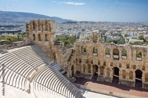 Amphitheatre of Odeon of Herodes Atticus in Athens, overlooking the city