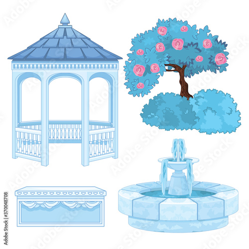 Set of Useful and Decorative Elements for Garden