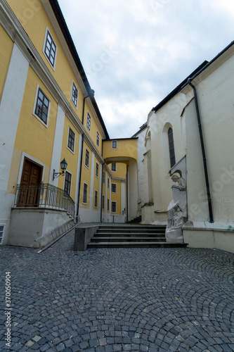 Pannonhalma Archabbey on a cloudy summer day in Pannonhalma