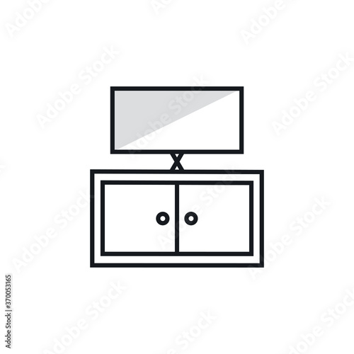 TV table line icon. TV and commode on white background. Home interior concept. Vector illustration can be used for topics like interior, living room - Vector