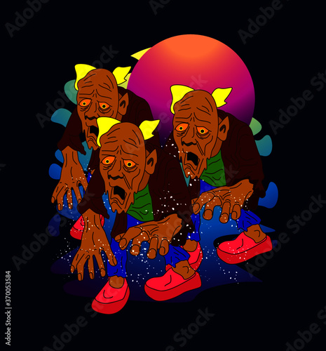 zombie illustration design for sukajan is mean japan traditional cloth or t-shirt with digital hand drawn Embroidery Men T-shirts Summer Casual Short Sleeve Hip Hop T Shirt Streetwear