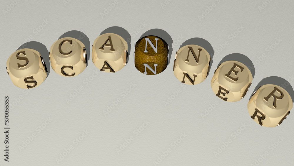 combination of scanner built by cubic letters from the top perspective, excellent for the concept presentation. illustration and icon combination of scanner built by cubic letters from the top perspective, excellent for the concept presentation. illustration and icon