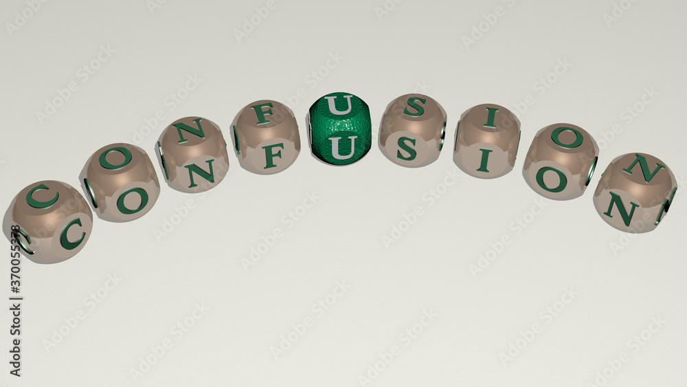 combination of Confusion built by cubic letters from the top perspective, excellent for the concept presentation. illustration and business combination of Confusion built by cubic letters from the top perspective, excellent for the concept presentation. illustration and business