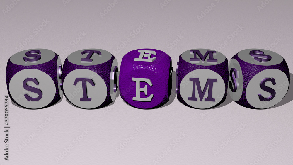 stems combined by dice letters and color crossing for the related meanings of the concept. background and green stems combined by dice letters and color crossing for the related meanings of the concept. background and green