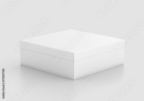 White Square Box Mockup, Blank Shoe Box packaging container, 3d Rendering isolated on light background