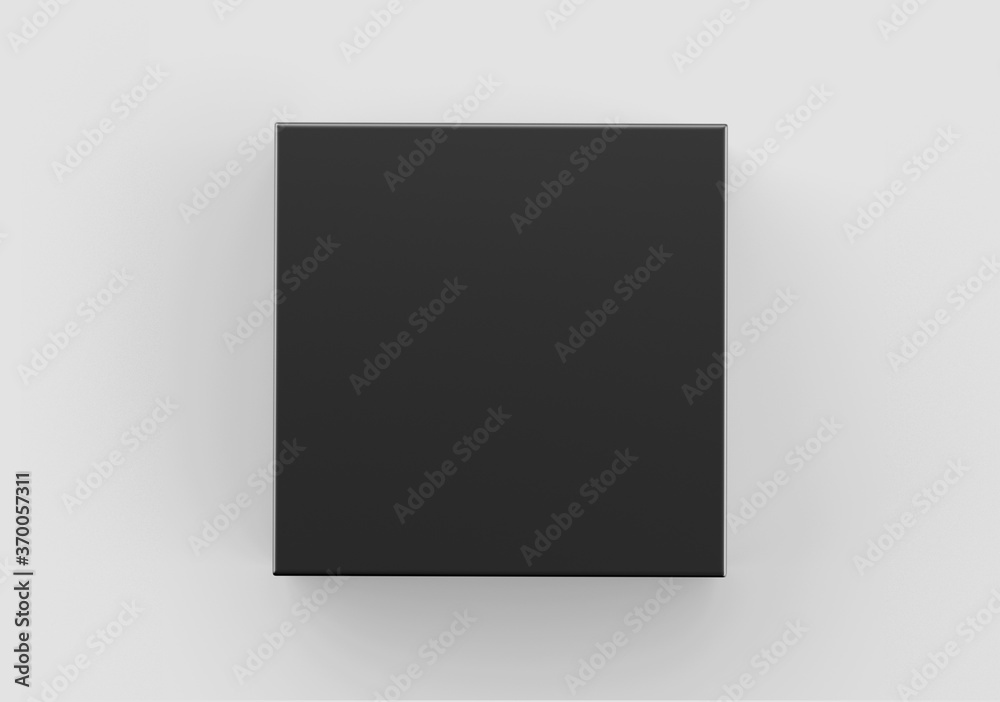 Black Square Box Mockup, Dark Shoe Box packaging container, 3d Rendering isolated on light background Black Square Box Mockup, Dark Shoe Box packaging container, 3d Rendering isolated on light background