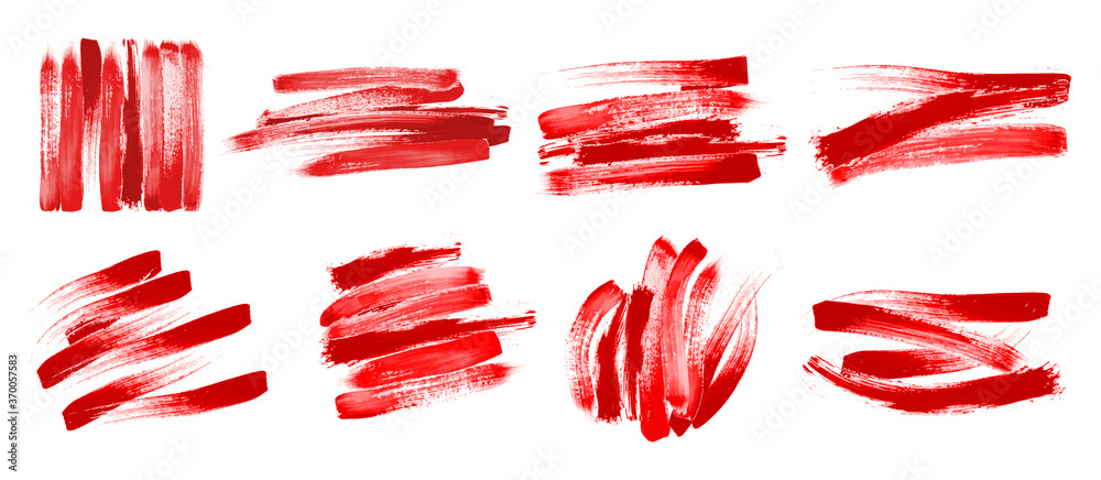 Red Brush Stroke Set on White Background Red Brush Stroke Set on White Background