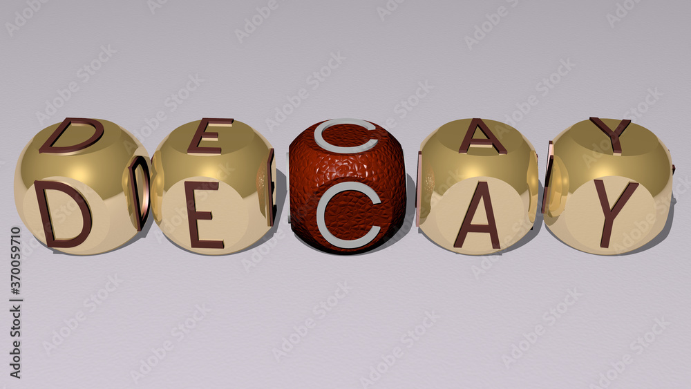 combination of DECAY built by cubic letters from the top perspective, excellent for the concept presentation. abandoned and background combination of DECAY built by cubic letters from the top perspective, excellent for the concept presentation. abandoned and background